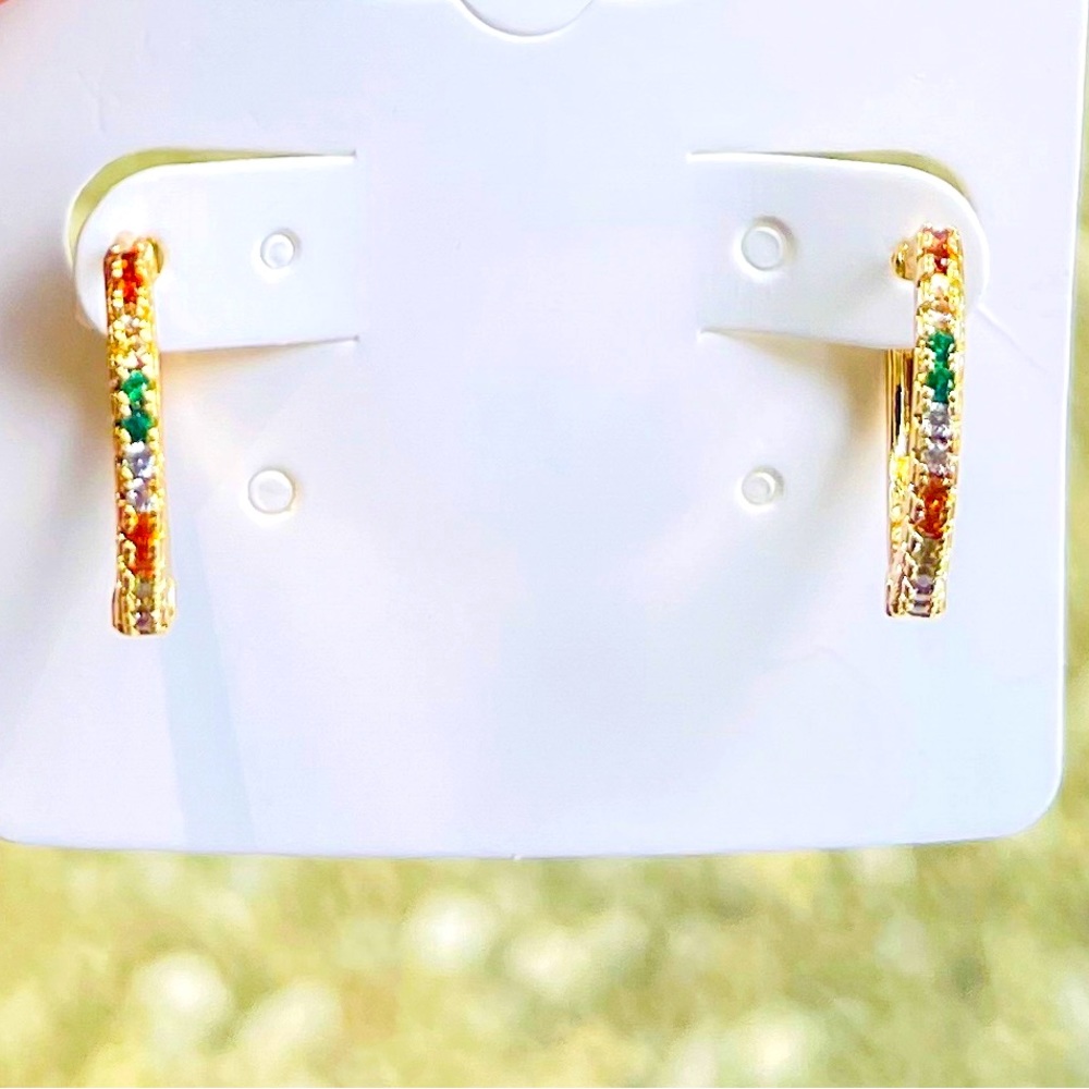 18K gold plated multicolor hoop earrings